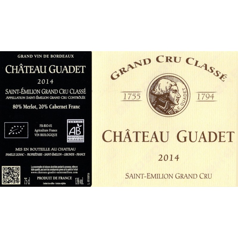 AOP Saint Emilion Grand cru classé Chateau Guadet 2014